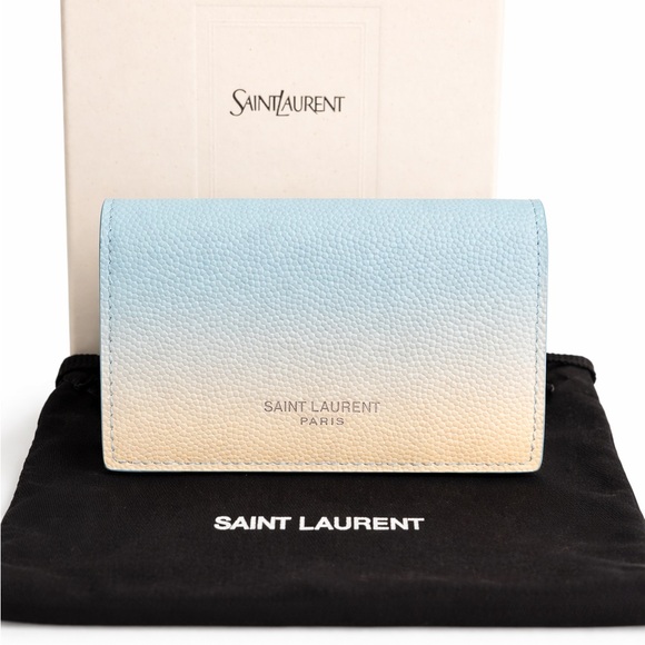 Saint Laurent Handbags - Saint Laurent YSL RARE Blue Ombré Origami Tiny Tri-fold Wallet W/ COA